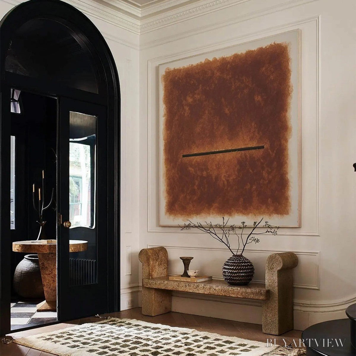 BUYARTVIEW Horizon – Textured Minimalist Abstract Brown Oil Painting - image 3