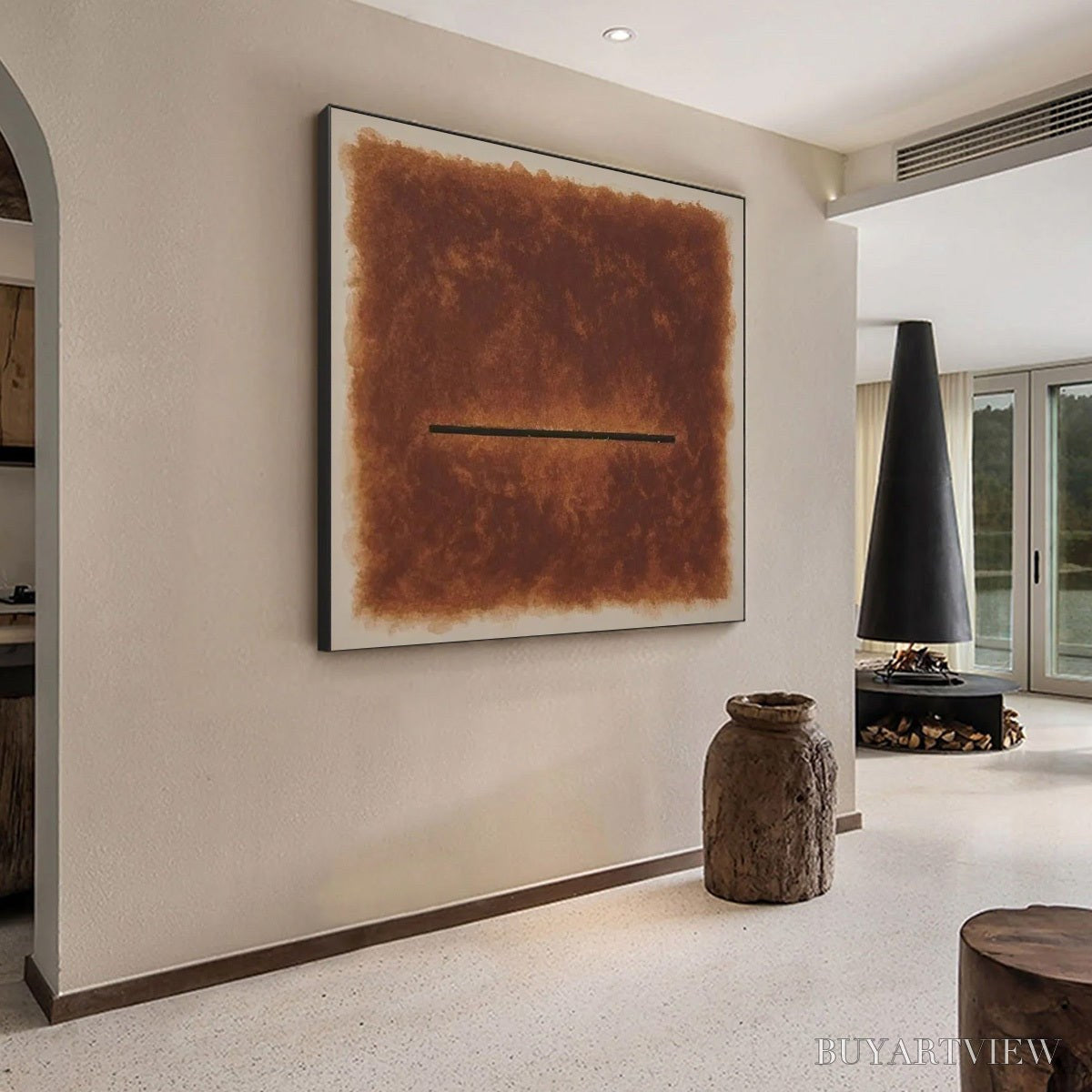 BUYARTVIEW Horizon – Textured Minimalist Abstract Brown Oil Painting - image 5
