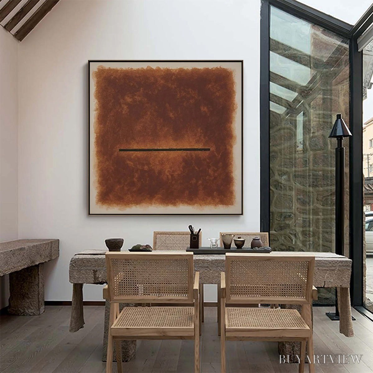 BUYARTVIEW Horizon – Textured Minimalist Abstract Brown Oil Painting - image 6