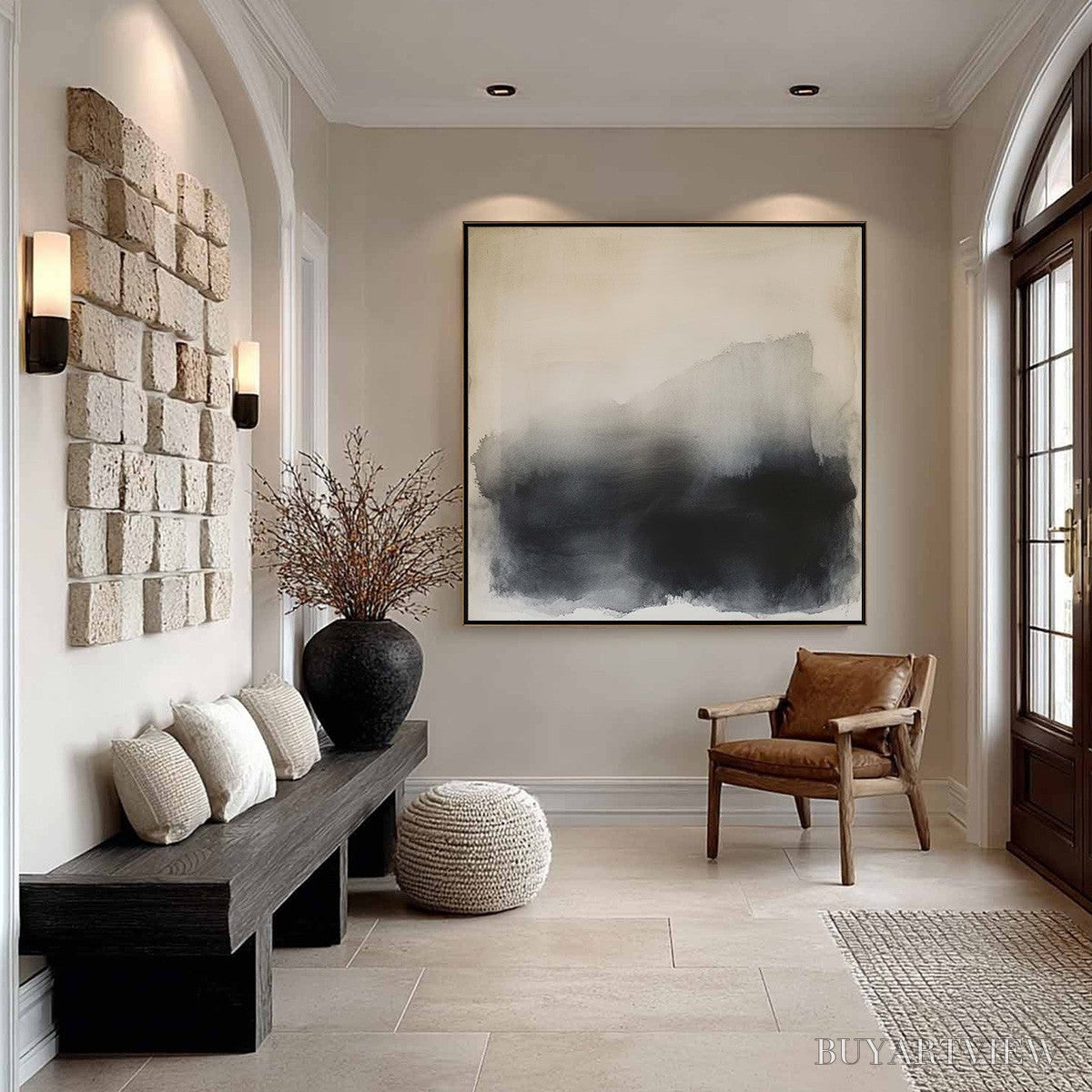 BUYARTVIEW Dusk Shadows – Abstract Minimalist Neutral Tone Oil Painting - image 5