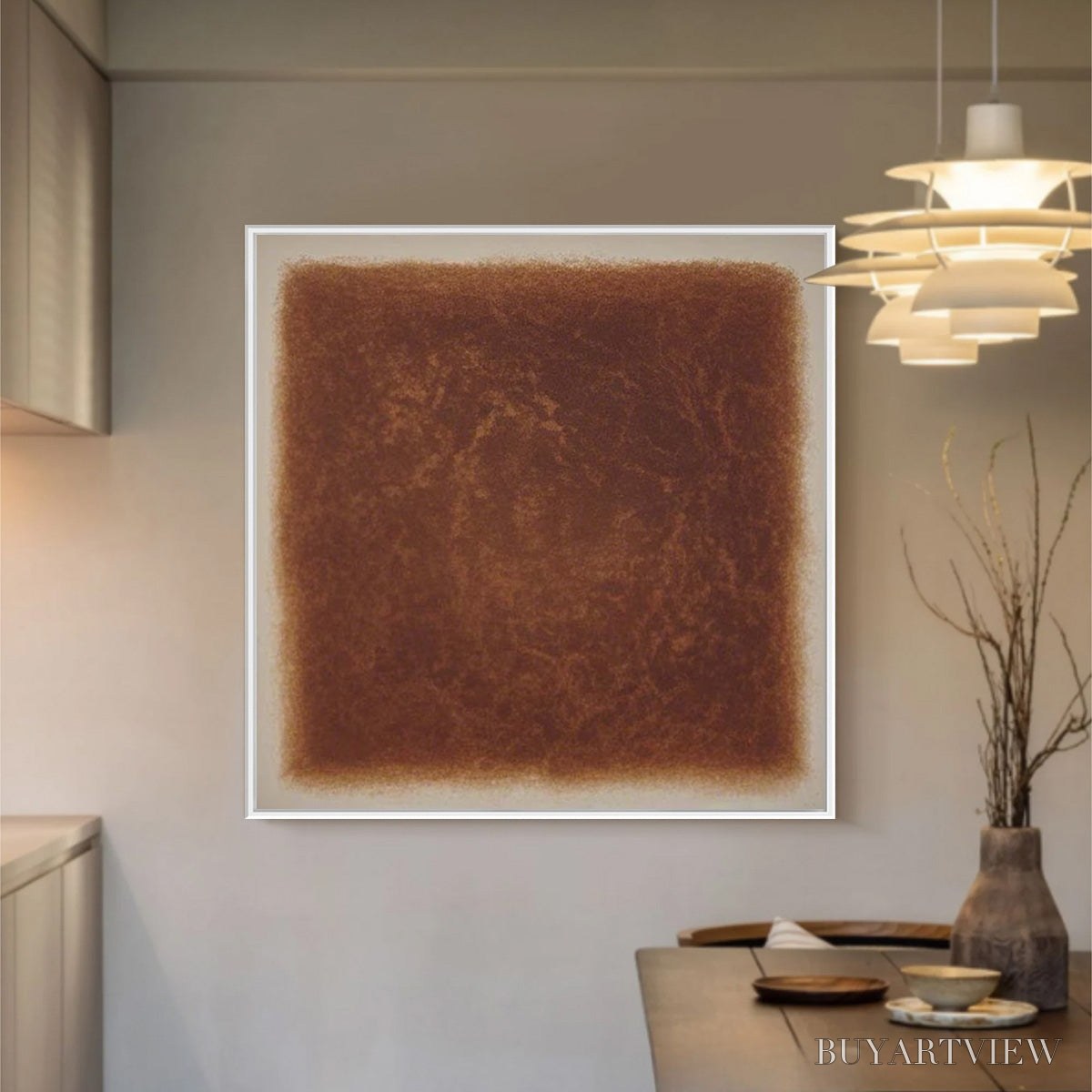 BUYARTVIEW Umbra – Textured Abstract Square Brown Oil Painting - image 2