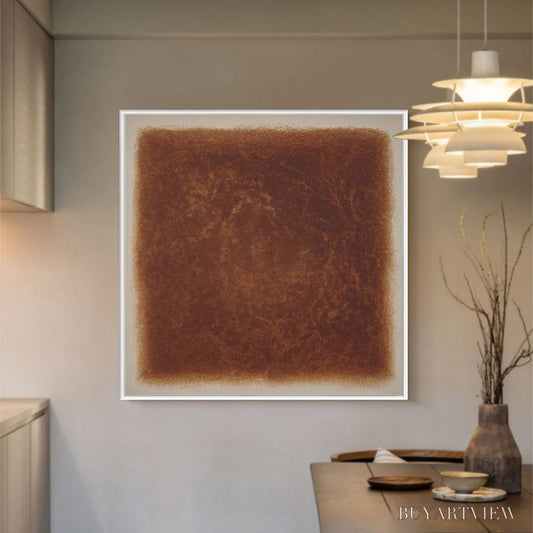 BUYARTVIEW Umbra – Textured Abstract Square Brown Oil Painting - image 2