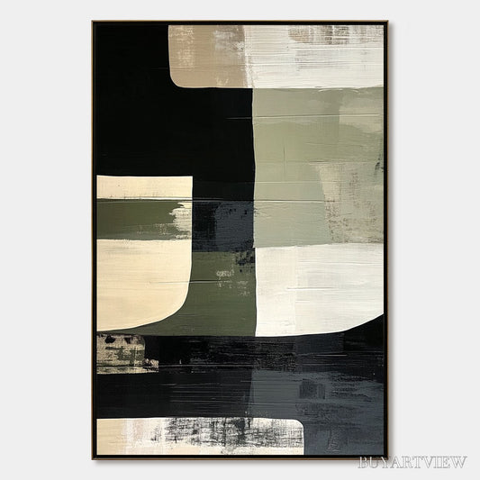 BUYARTVIEW Structured Forms – Minimalist Abstract Block Oil Painting - image 1