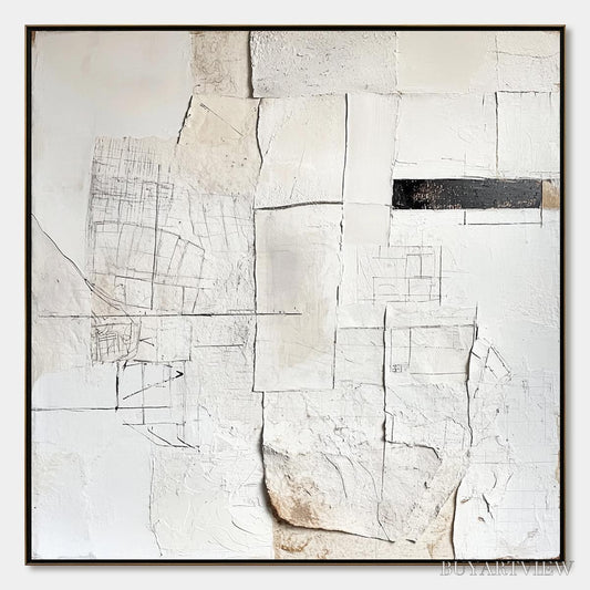 BUYARTVIEW Deconstructed Plans – Textured Minimalist Architectural Abstract Painting - image 1