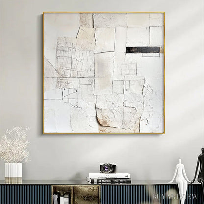 BUYARTVIEW Deconstructed Plans – Textured Minimalist Architectural Abstract Painting - image 2