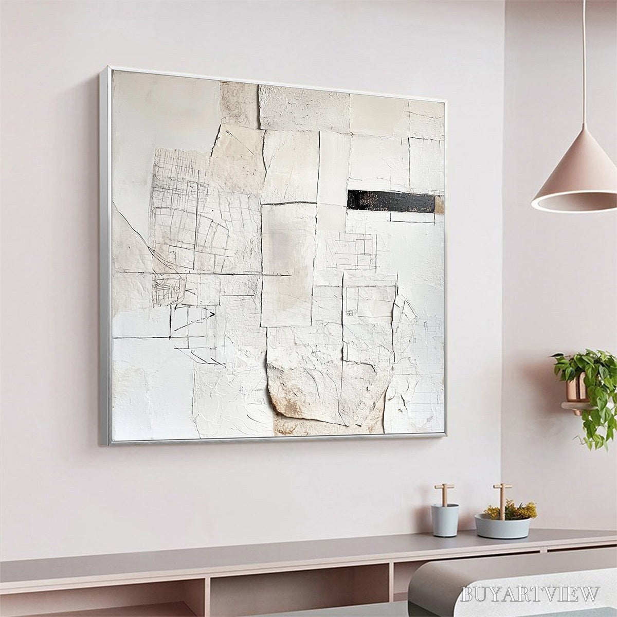 BUYARTVIEW Deconstructed Plans – Textured Minimalist Architectural Abstract Painting - image 4