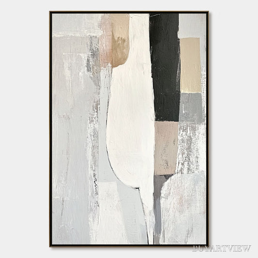 BUYARTVIEW Structured Calm – Textured Minimalist Abstract Oil Painting - image 1