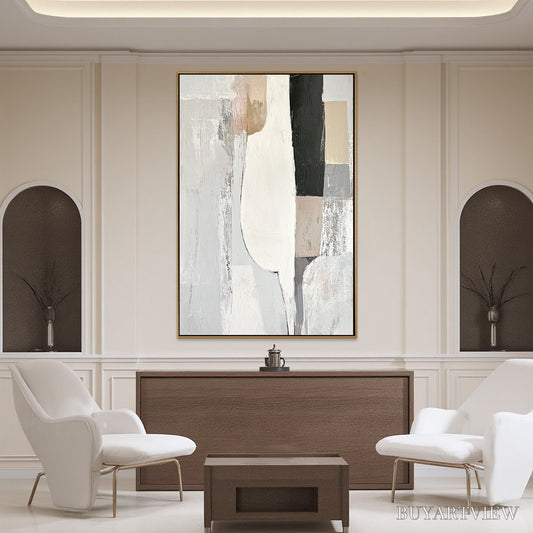 BUYARTVIEW Structured Calm – Textured Minimalist Abstract Oil Painting - image 2