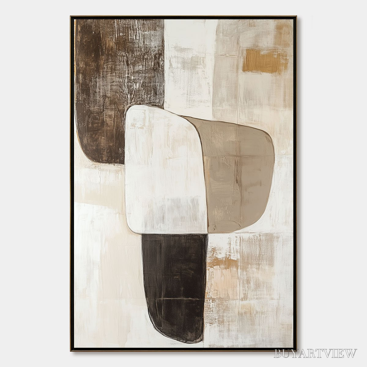 BUYARTVIEW Earthen Forms – Textured Minimalist Abstract Oil Painting - image 1