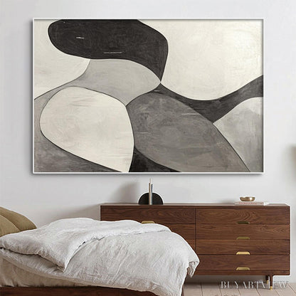 BUYARTVIEW Monochrome Flow – Minimalist Abstract Shapes Oil Painting - image 3