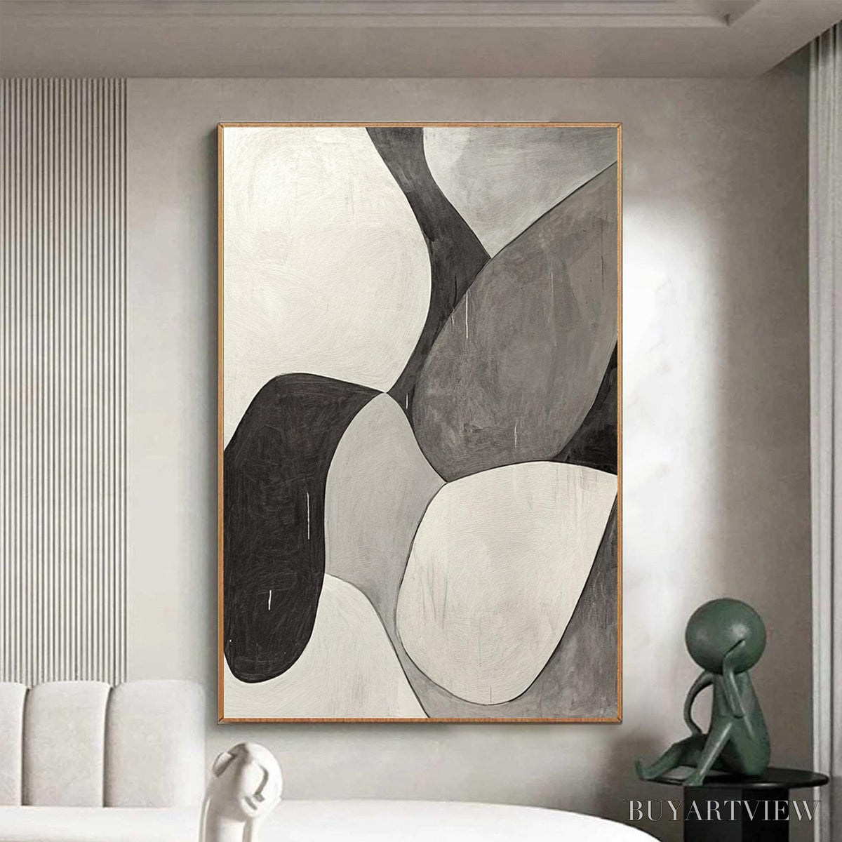 BUYARTVIEW Monochrome Flow – Minimalist Abstract Shapes Oil Painting - image 5