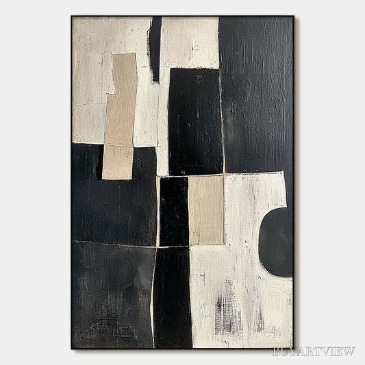 BUYARTVIEW Contrast – Abstract Geometric Oil Painting - image 1