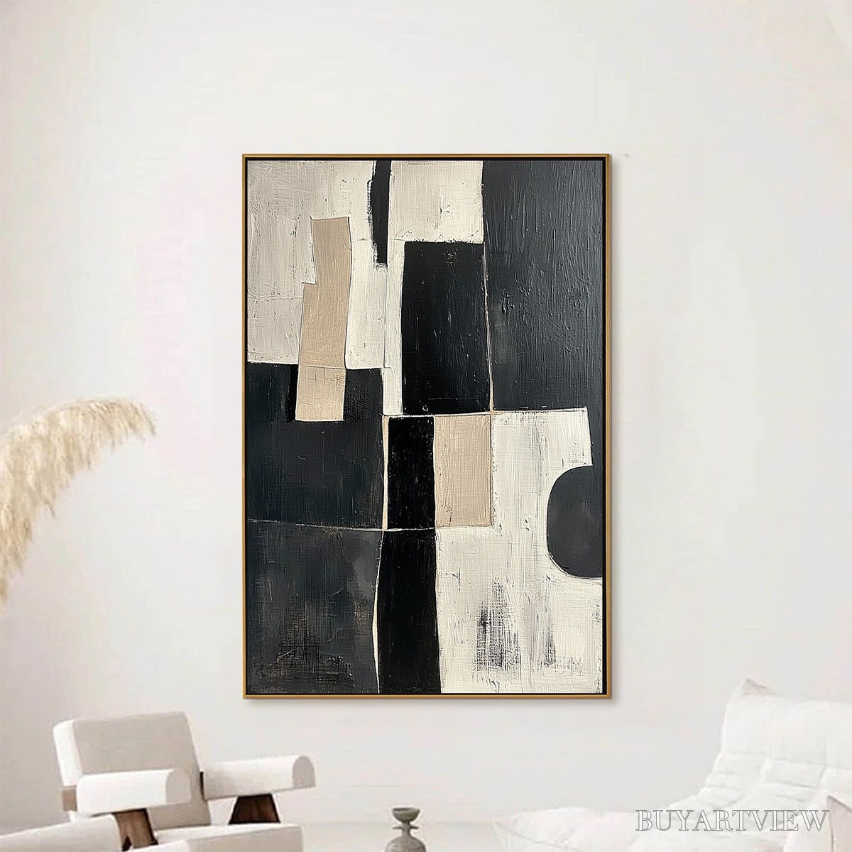 BUYARTVIEW Contrast – Abstract Geometric Oil Painting - image 2