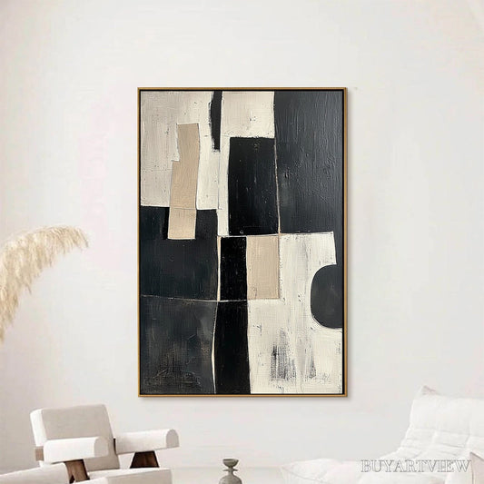 BUYARTVIEW Contrast – Abstract Geometric Oil Painting - image 2