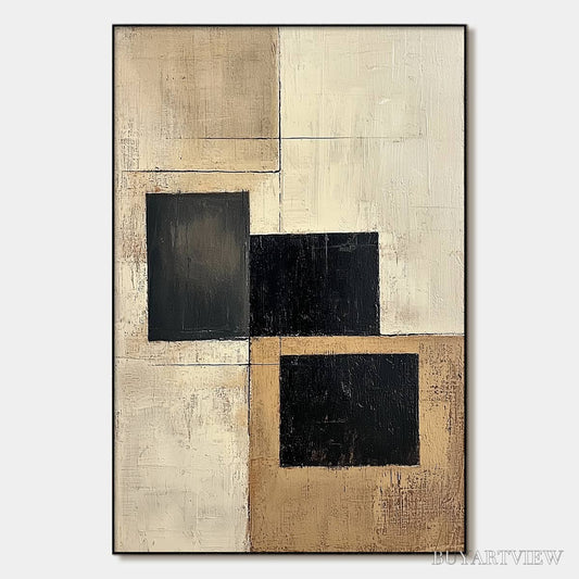 BUYARTVIEW Structured Balance – Minimalist Abstract Oil Painting - image 1