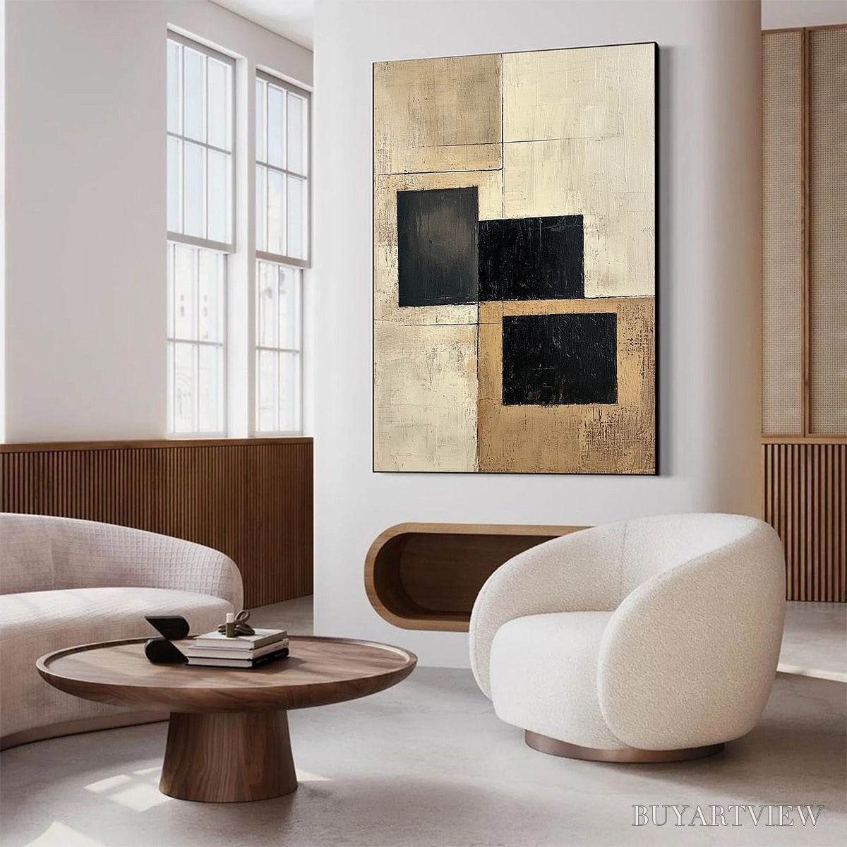 BUYARTVIEW Structured Balance – Minimalist Abstract Oil Painting - image 3
