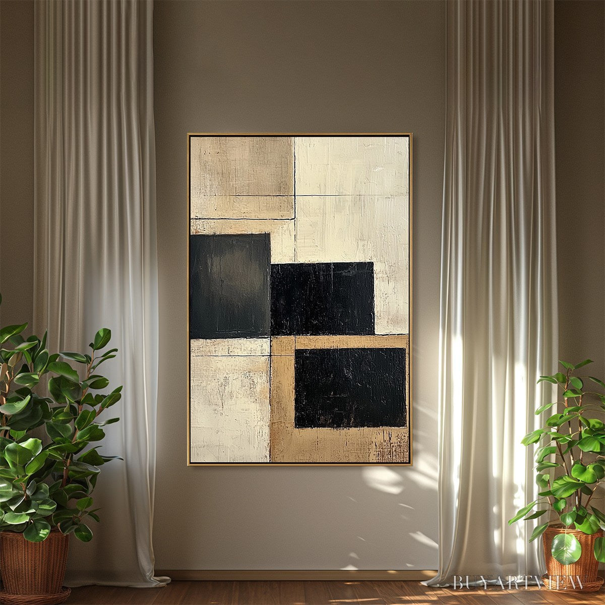 BUYARTVIEW Structured Balance – Minimalist Abstract Oil Painting - image 4