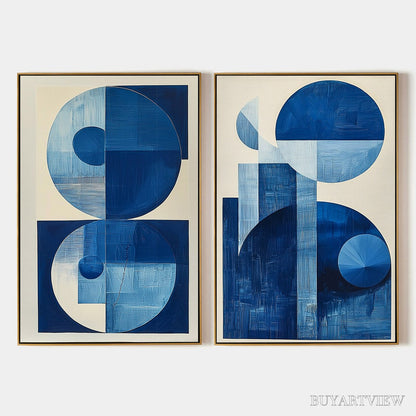 BUYARTVIEW Blue Harmony – Minimalist Geometric Abstract Acrylic Painting - image 1