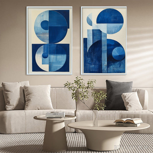 BUYARTVIEW Blue Harmony – Minimalist Geometric Abstract Acrylic Painting - image 2