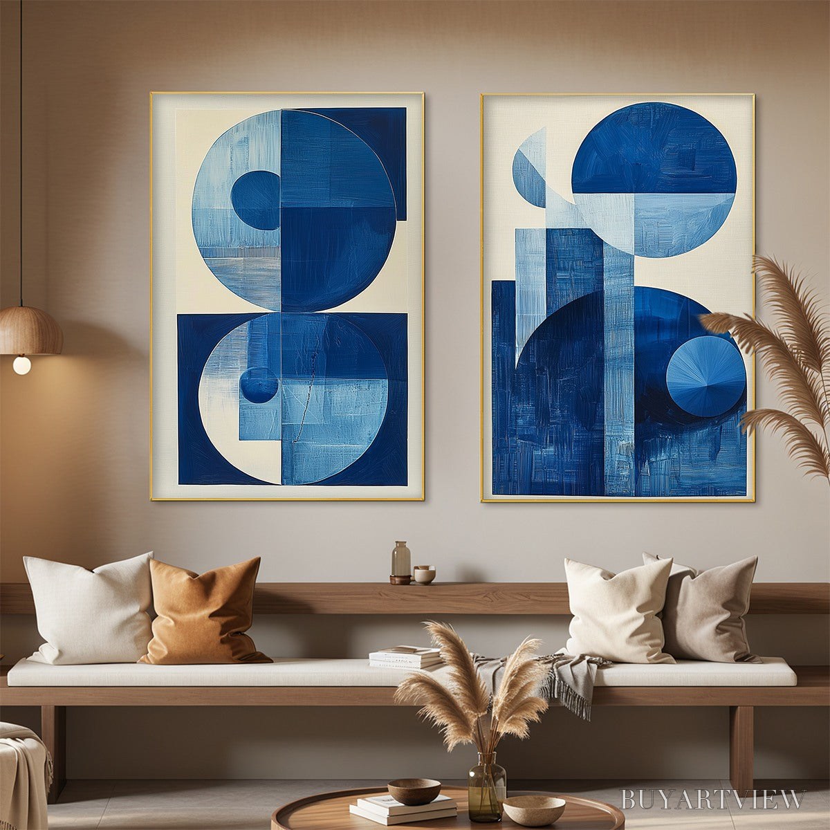 BUYARTVIEW Blue Harmony – Minimalist Geometric Abstract Acrylic Painting - image 5