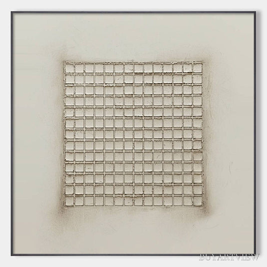 BUYARTVIEW Ordered Chaos – Textured Minimalist Grid Oil Painting - image 1