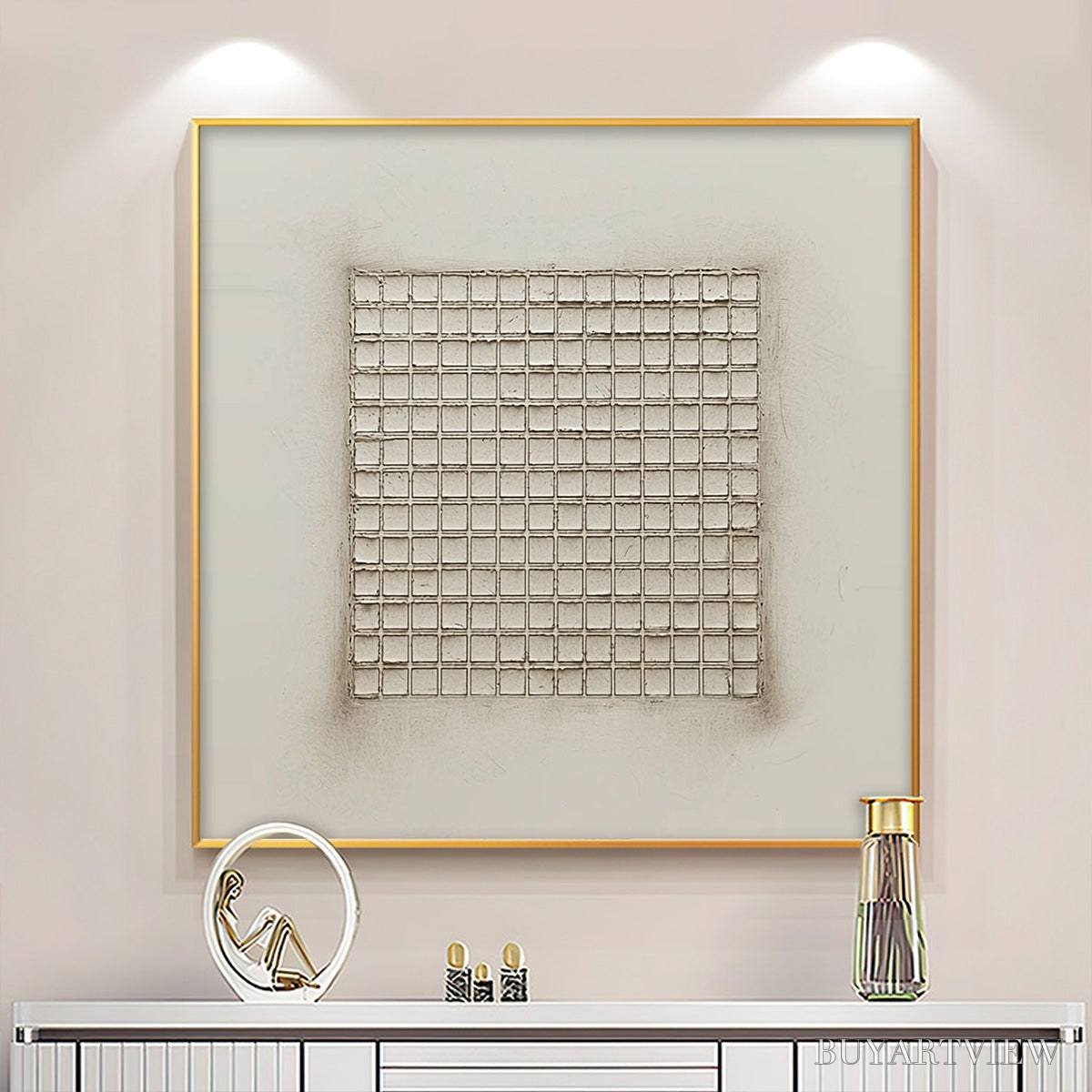 BUYARTVIEW Ordered Chaos – Textured Minimalist Grid Oil Painting - image 2
