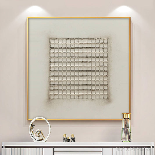 BUYARTVIEW Ordered Chaos – Textured Minimalist Grid Oil Painting - image 2
