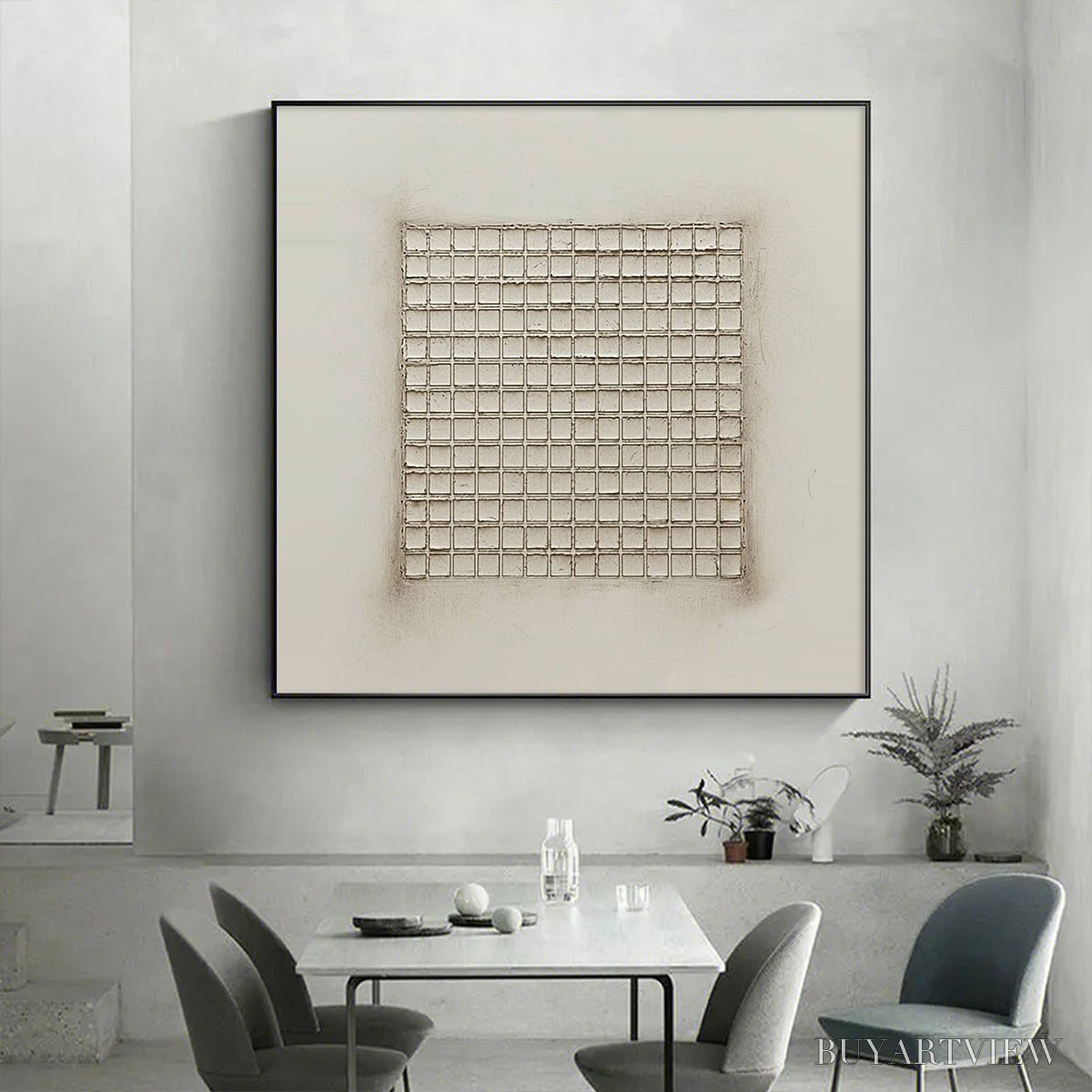 BUYARTVIEW Ordered Chaos – Textured Minimalist Grid Oil Painting - image 3