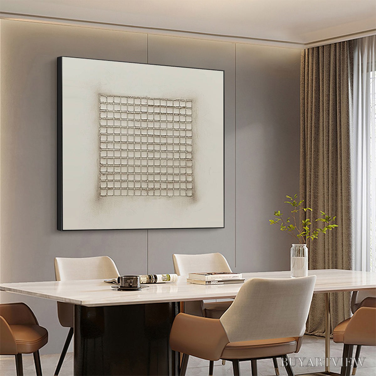 BUYARTVIEW Ordered Chaos – Textured Minimalist Grid Oil Painting - image 4