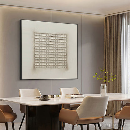 BUYARTVIEW Ordered Chaos – Textured Minimalist Grid Oil Painting - image 4