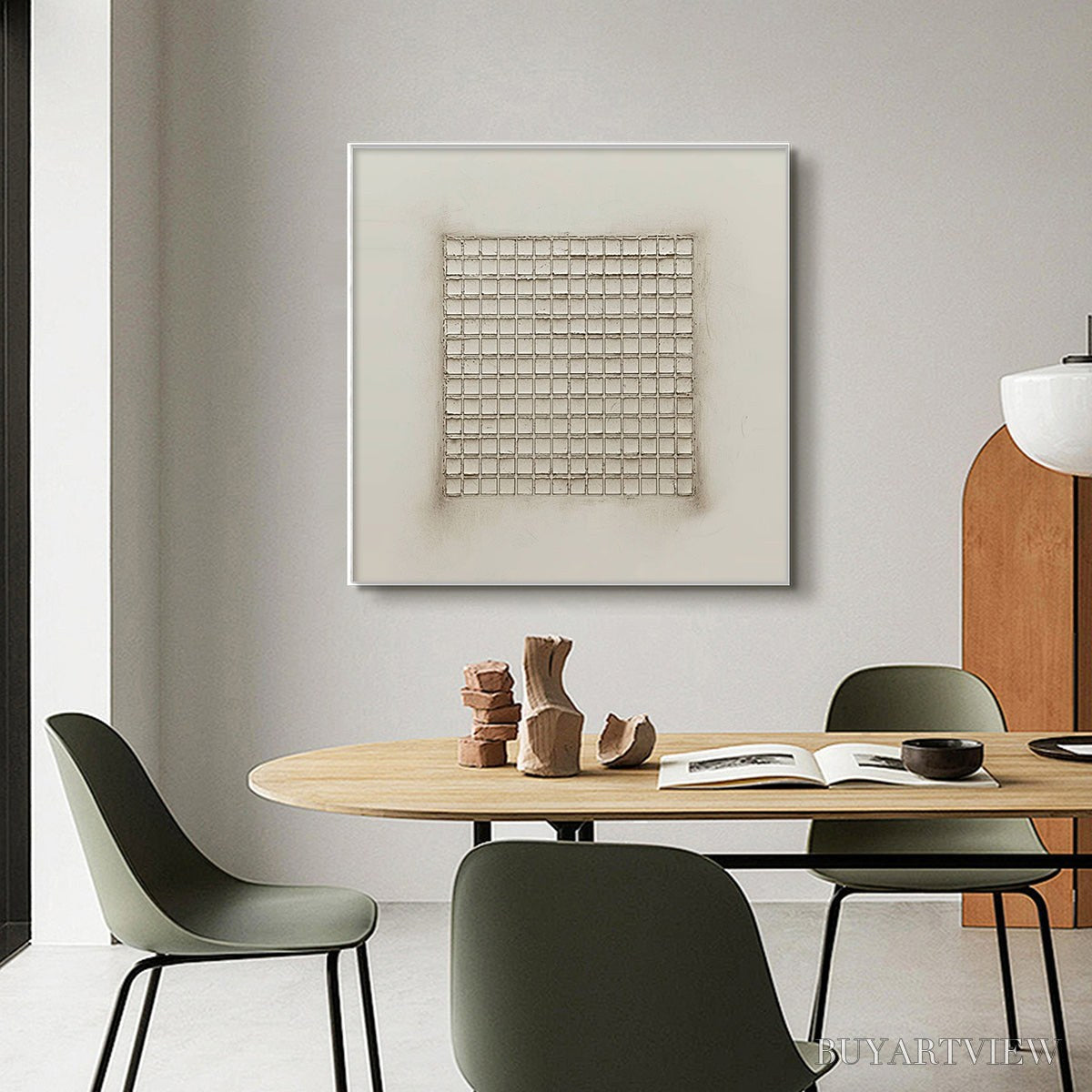 BUYARTVIEW Ordered Chaos – Textured Minimalist Grid Oil Painting - image 5