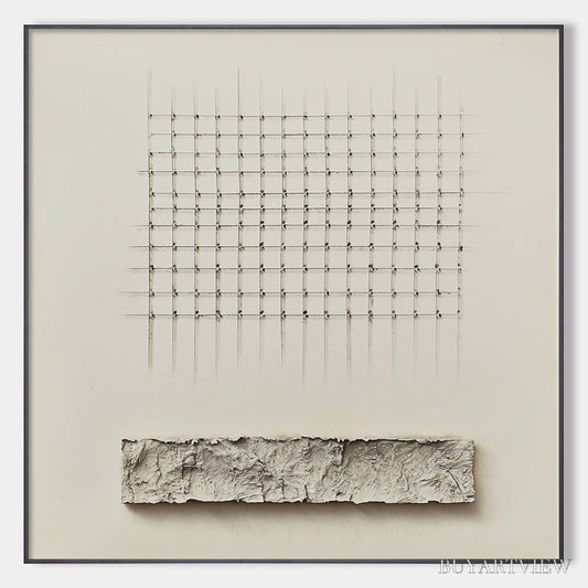 BUYARTVIEW Order & Texture – Minimalist Beige Abstract Acrylic Painting - image 1