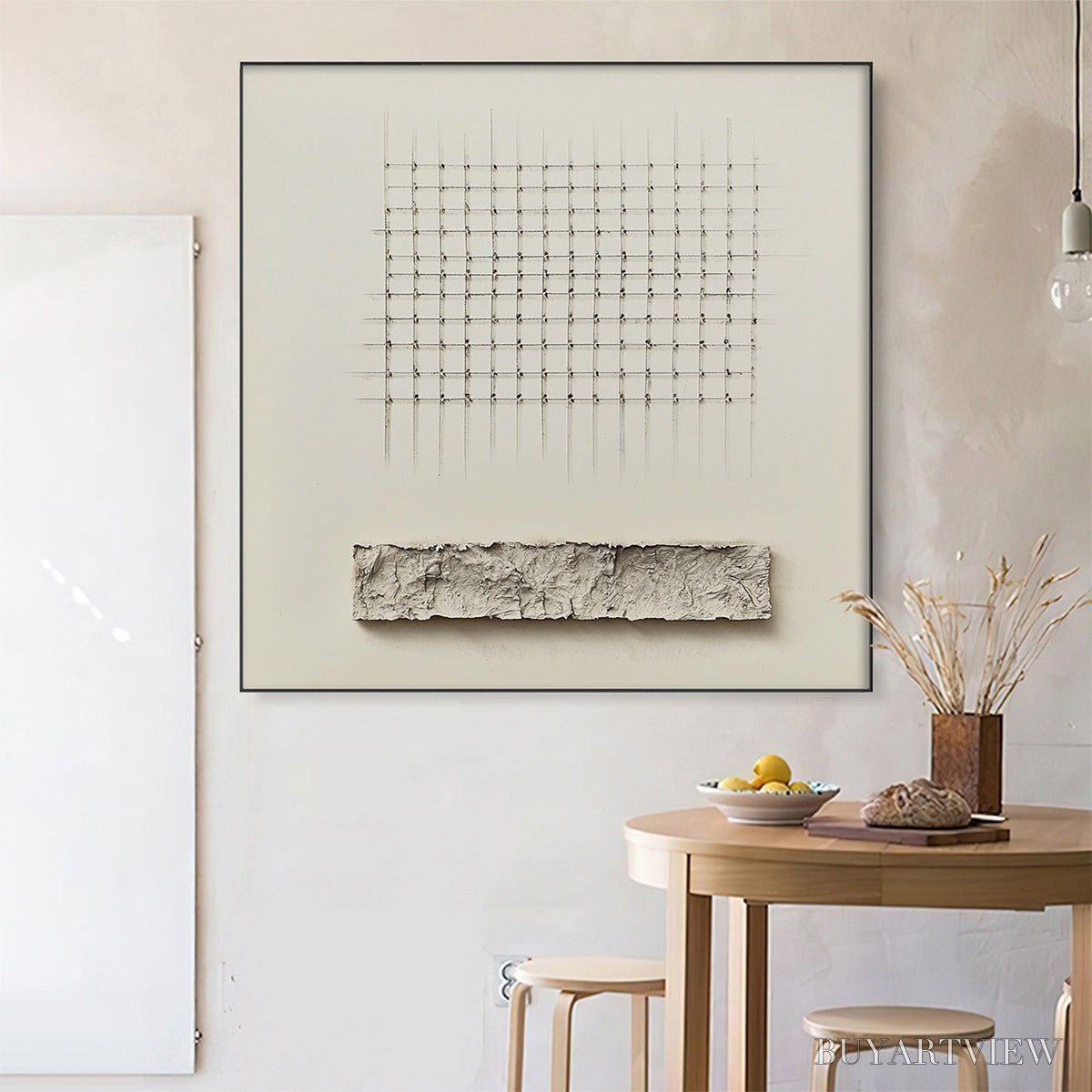 BUYARTVIEW Order & Texture – Minimalist Beige Abstract Acrylic Painting - image 3