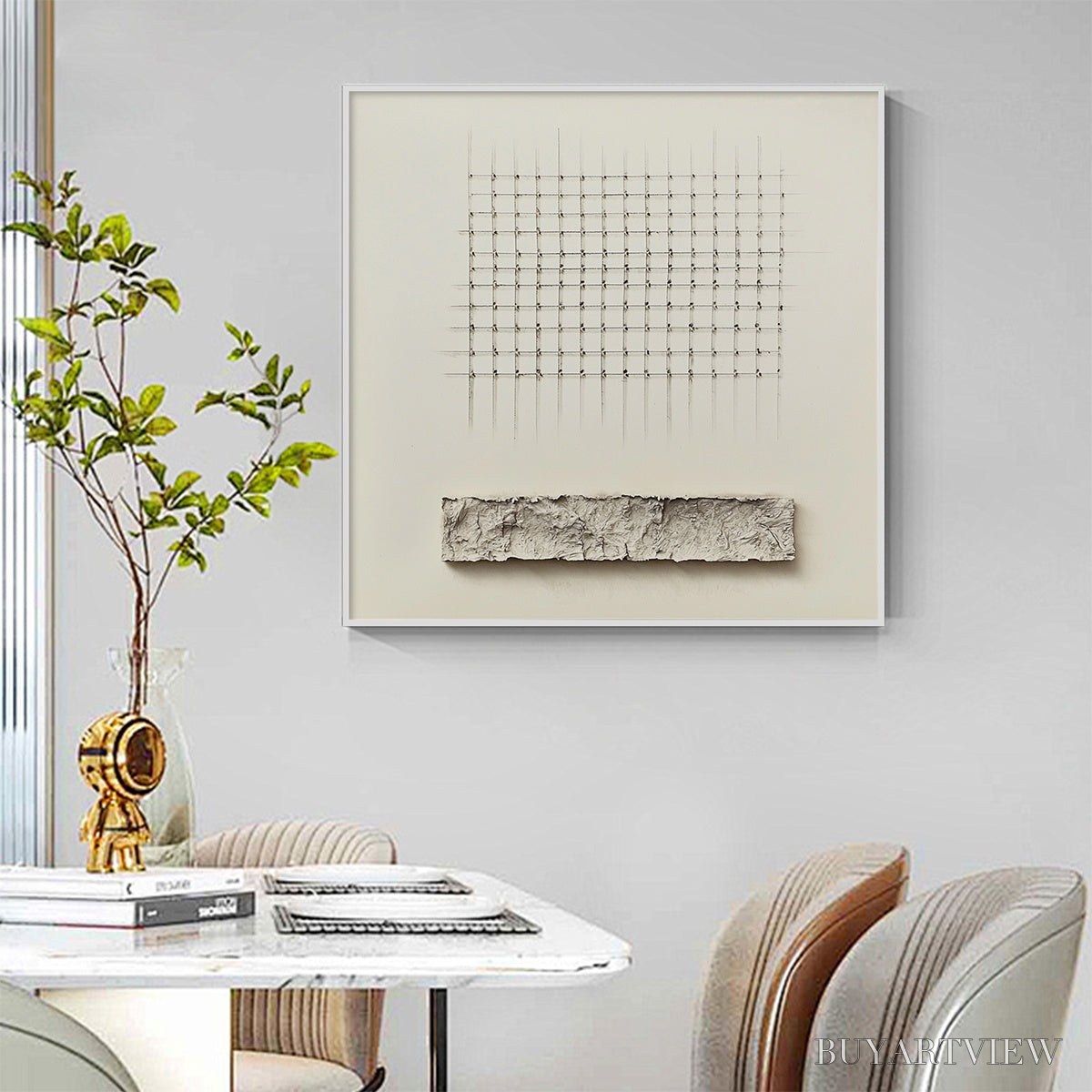 BUYARTVIEW Order & Texture – Minimalist Beige Abstract Acrylic Painting - image 5