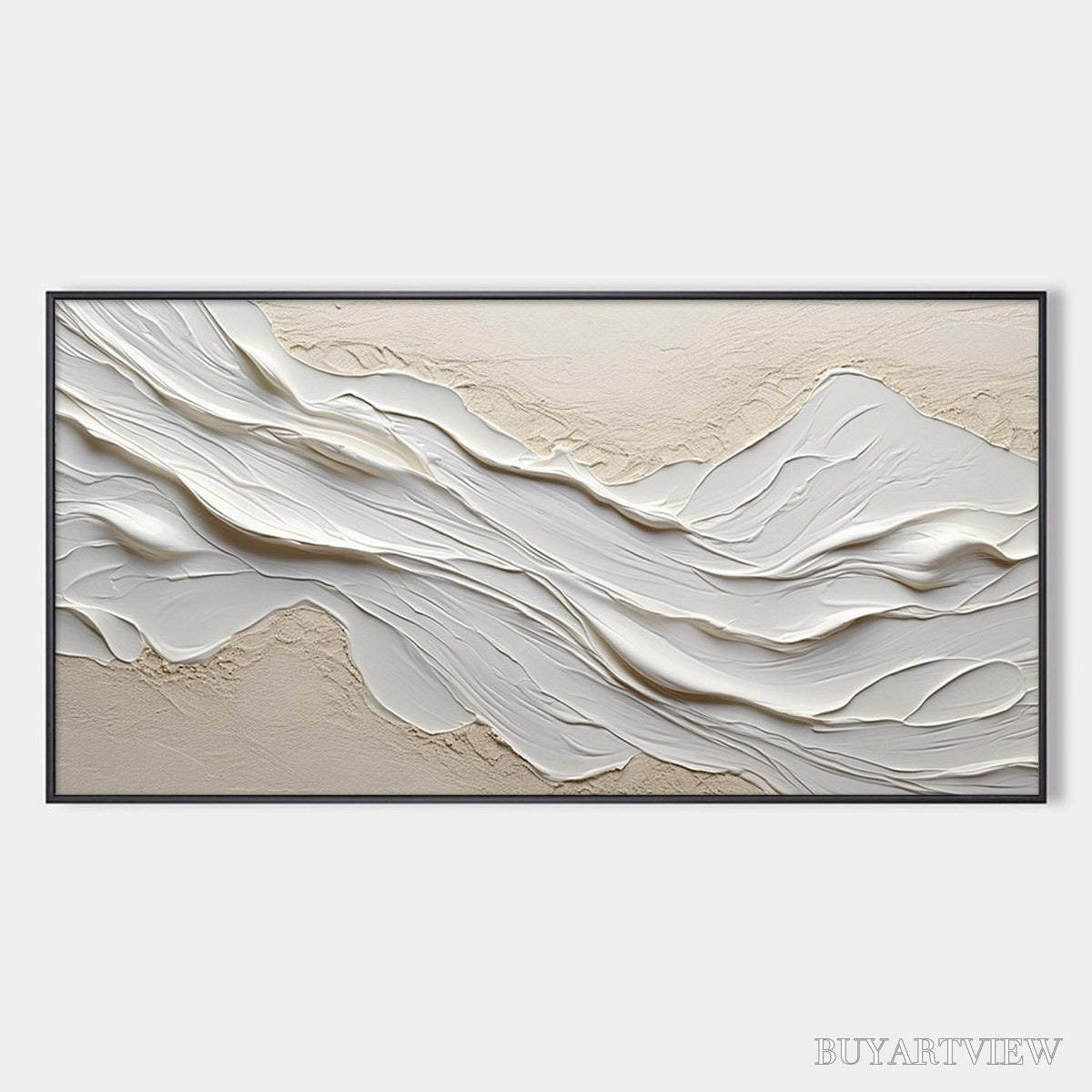 BUYARTVIEW White Sands – Textured Abstract Oil Painting in White - image 1