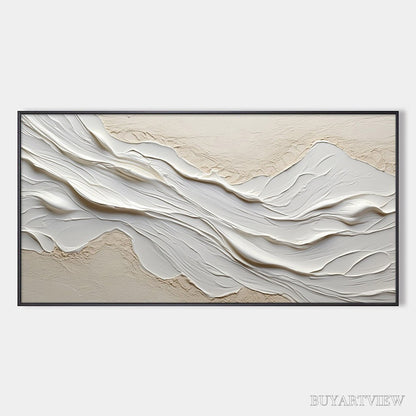 BUYARTVIEW White Sands – Textured Abstract Oil Painting in White - image 1