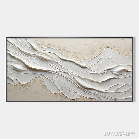 BUYARTVIEW White Sands – Textured Abstract Oil Painting in White - image 1