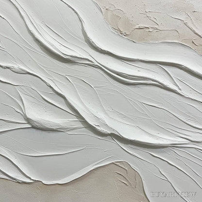 BUYARTVIEW White Sands – Textured Abstract Oil Painting in White - image 3