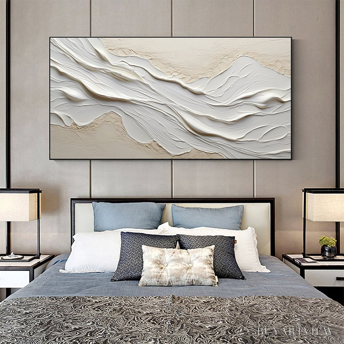 BUYARTVIEW White Sands – Textured Abstract Oil Painting in White - image 6