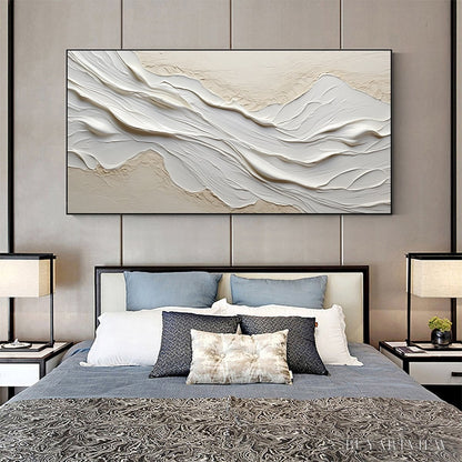 BUYARTVIEW White Sands – Textured Abstract Oil Painting in White - image 6