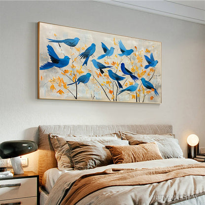 BUYARTVIEW Azure Flight – Blue Birds Painting Minimalist Nature - image 4