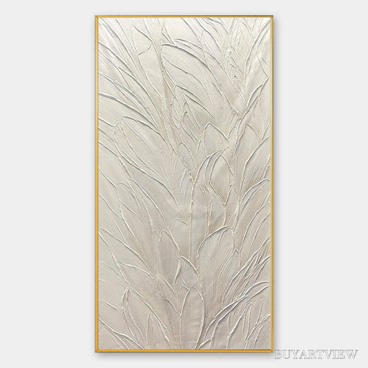BUYARTVIEW Whispered Winds – Textured Minimalist Oil Painting in Off-White - image 1