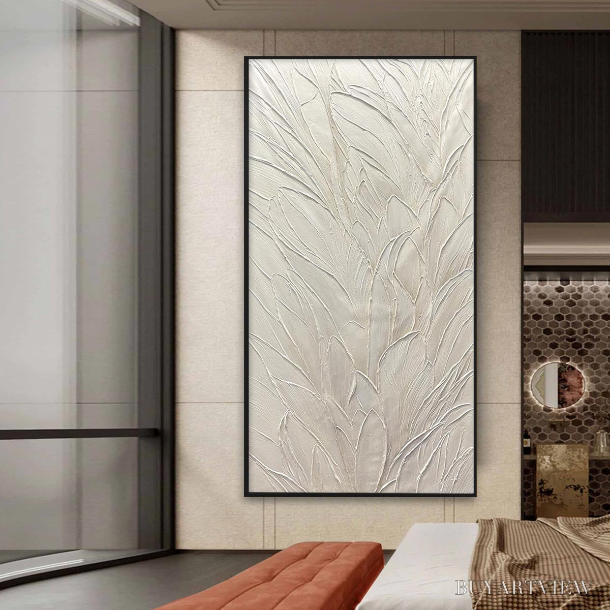 BUYARTVIEW Whispered Winds – Textured Minimalist Oil Painting in Off-White - image 6