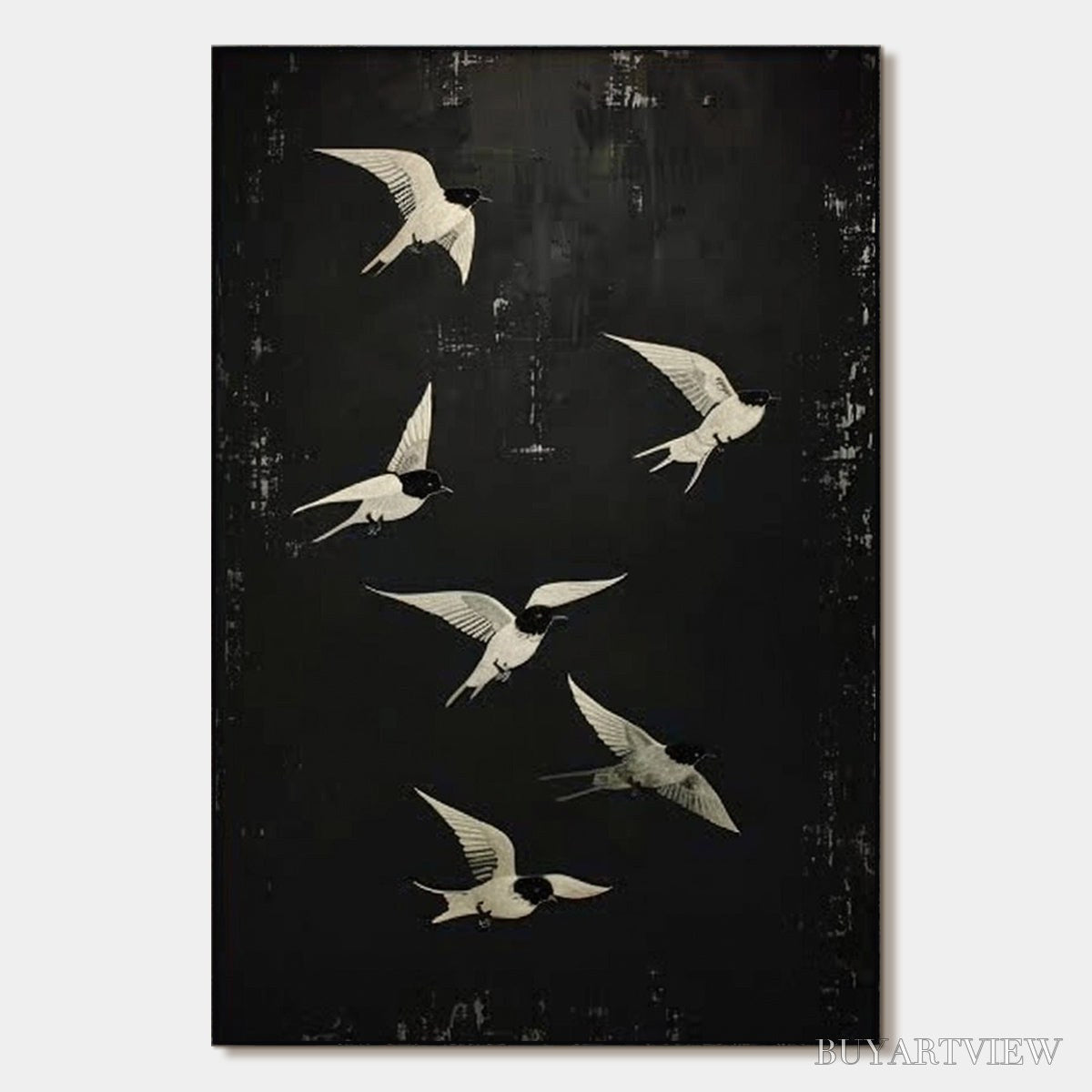 BUYARTVIEW Flight – Minimalist Birds in Flight Oil Painting - image 1
