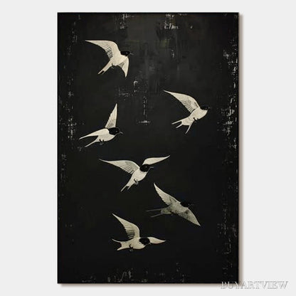 BUYARTVIEW Flight – Minimalist Birds in Flight Oil Painting - image 1