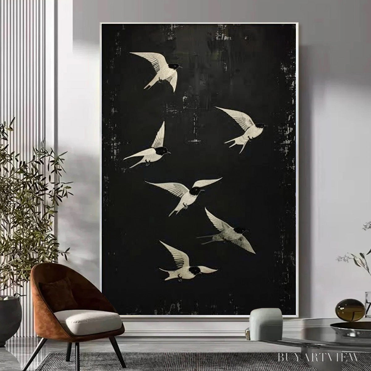 BUYARTVIEW Flight – Minimalist Birds in Flight Oil Painting - image 6