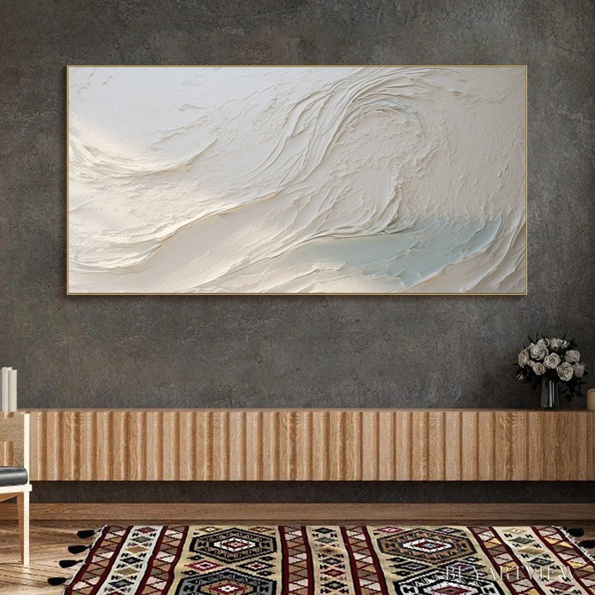 BUYARTVIEW Whispers of White – Textured Minimalist Oil Painting - image 6