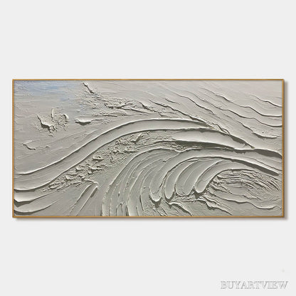 BUYARTVIEW Serene Ridges – Textured Minimalist White Oil Painting - image 1