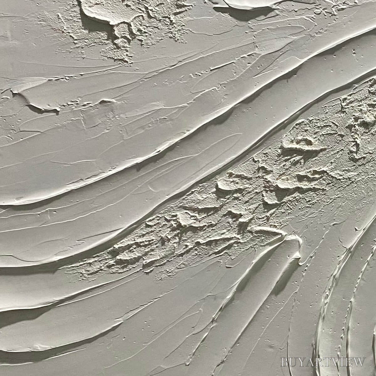 BUYARTVIEW Serene Ridges – Textured Minimalist White Oil Painting - image 3