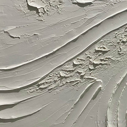 BUYARTVIEW Serene Ridges – Textured Minimalist White Oil Painting - image 3
